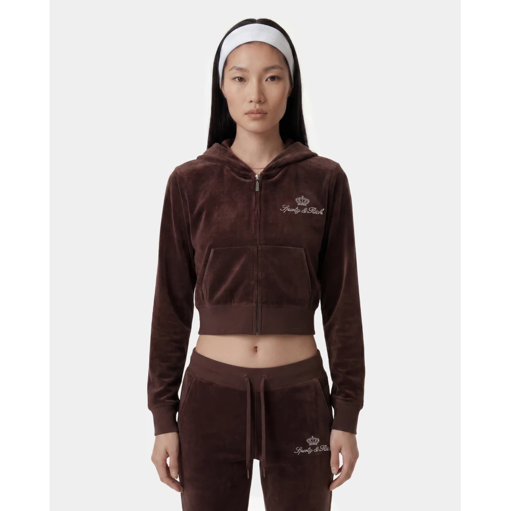 Sporty & Rich x Juicy Couture – Βελούδινο Παντελόνι Φόρμας Σοκολατί